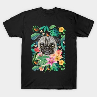 Tropical Pug 2 T-Shirt